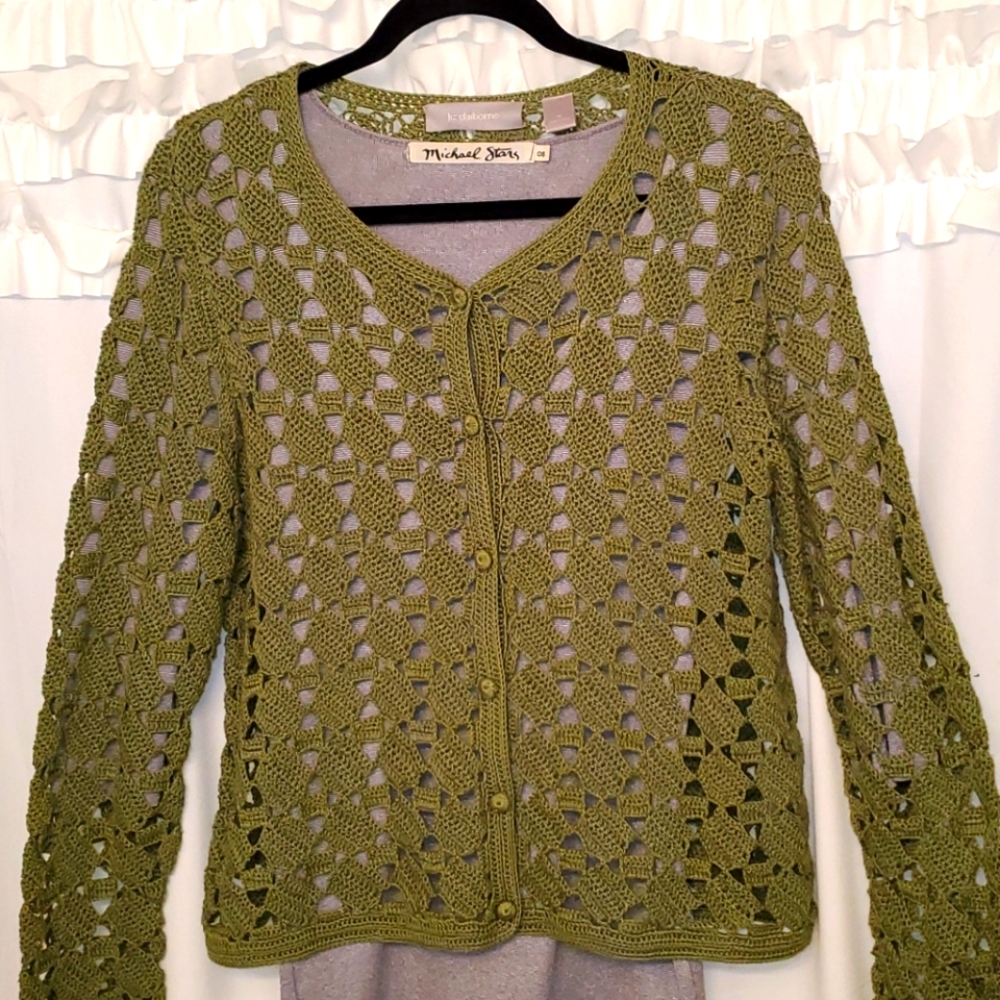 Liz Claiborne Crochet Long Sleeve Cardigan
